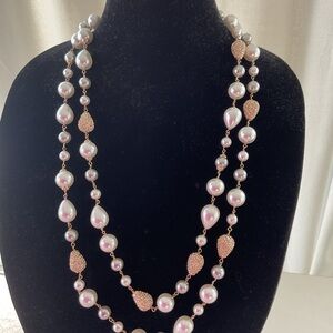 Camila Coelho 60” pearl and sparkle gold jeweled necklace NWT